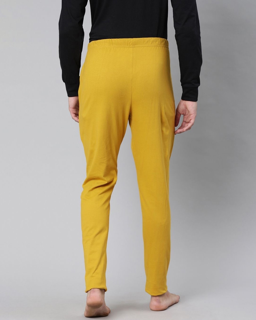 Shop Yellow Solid Trackpant-Back