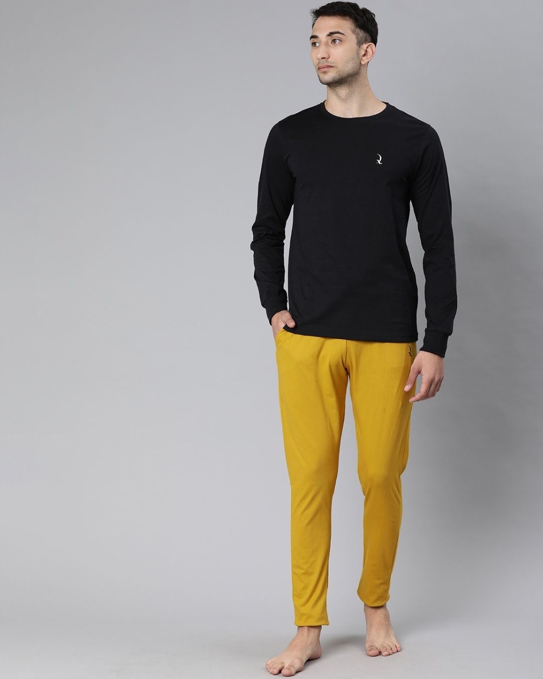 Shop Yellow Solid Trackpant