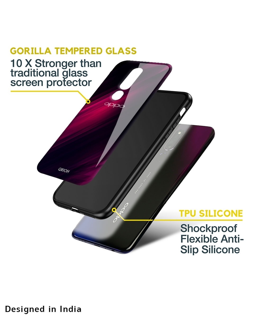Shop Razor Black Premium Glass Case for Oppo F21s Pro (Shock Proof, Scratch Resistant)-Design