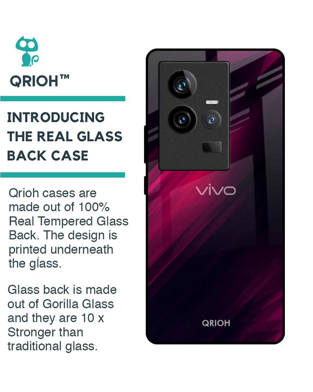Shop Razor Black Premium Glass Case for Vivo iQOO 11 (Shock Proof, Scratch Resistant)-Back