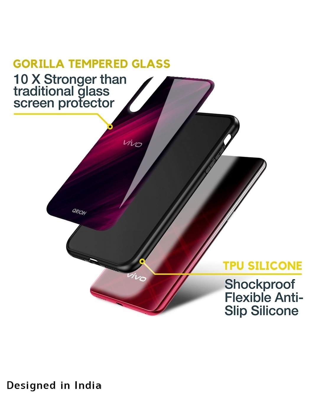 Shop Razor Black Premium Glass Case for Vivo iQOO 11 (Shock Proof, Scratch Resistant)-Design