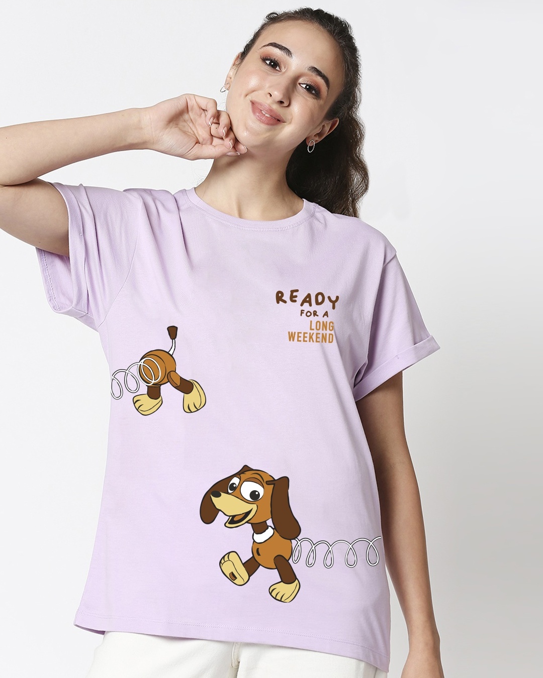 Shop Women's Purple Ready For A Long Weekend Graphic Printed Boyfriend T-shirt-Front