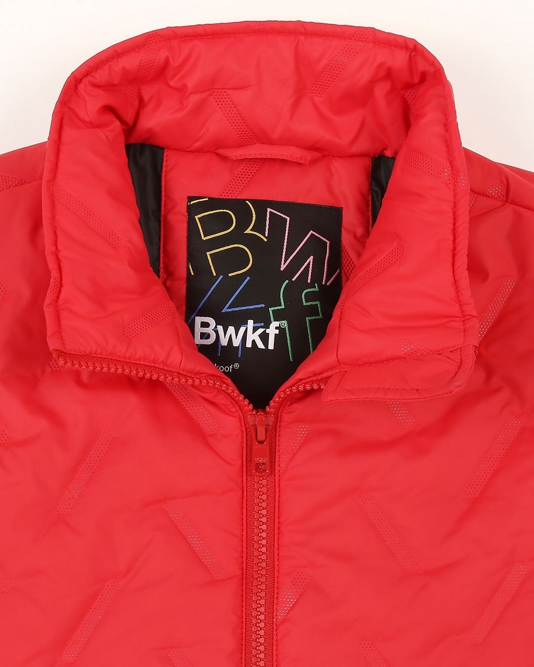 Shop Red Embossed Puffer Jacket