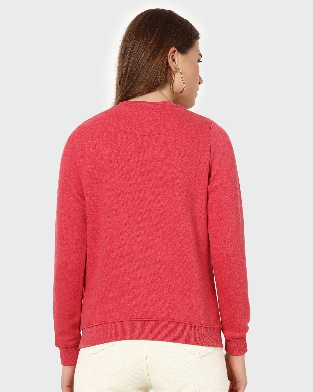 Shop Red Melange Fleece Sweatshirt-Full
