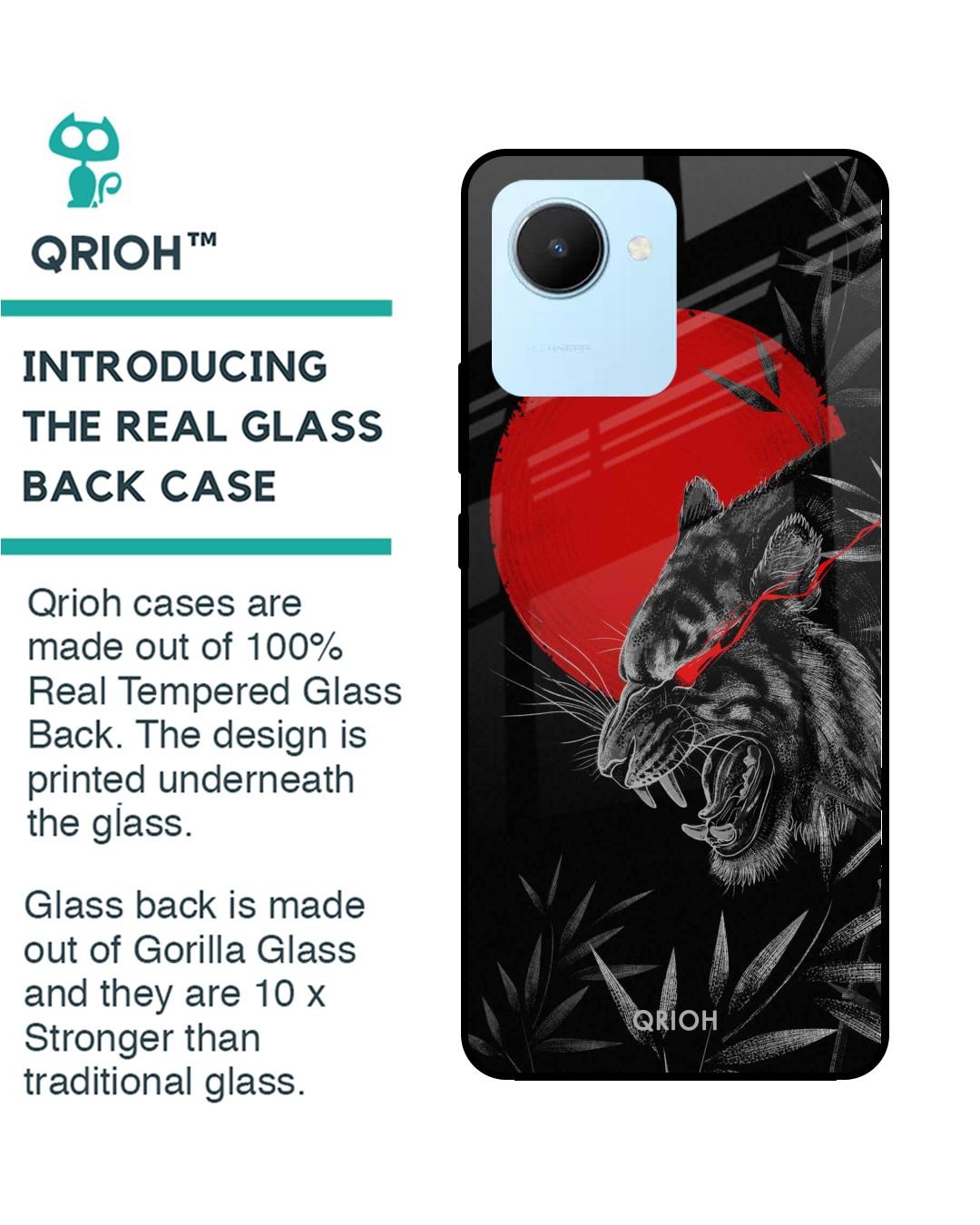 Shop Red Moon Tiger Printed Premium Glass Cover for Realme C30 (Shock Proof, Scratch Resistant)-Back