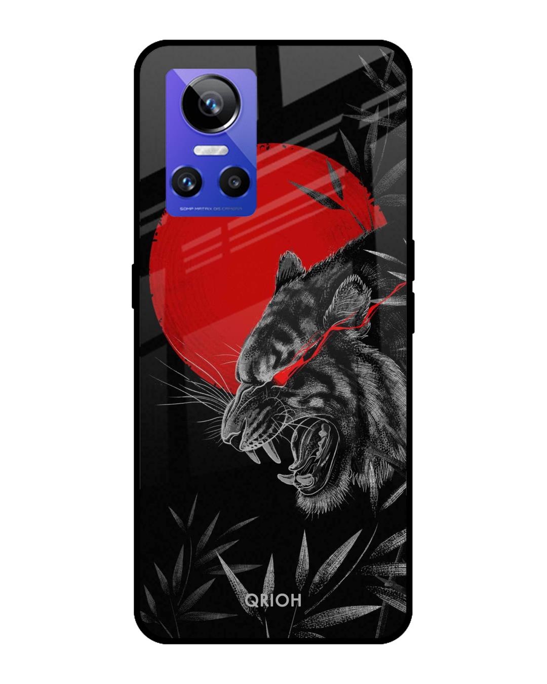Shop Red Moon Tiger Printed Premium Glass Cover for Realme GT Neo 3 (Shock Proof, Scratch Resistant)-Front