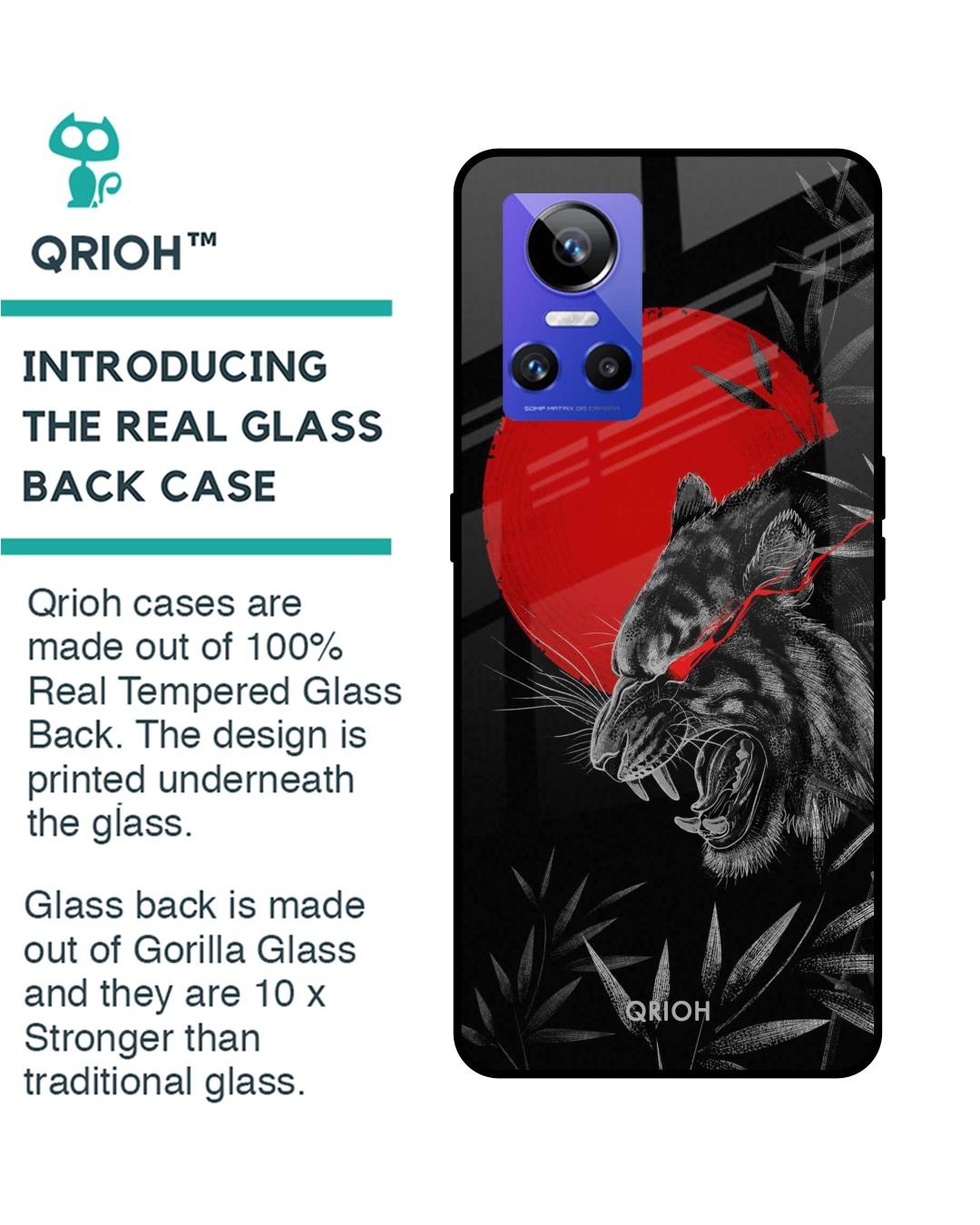 Shop Red Moon Tiger Printed Premium Glass Cover for Realme GT Neo 3 (Shock Proof, Scratch Resistant)-Back