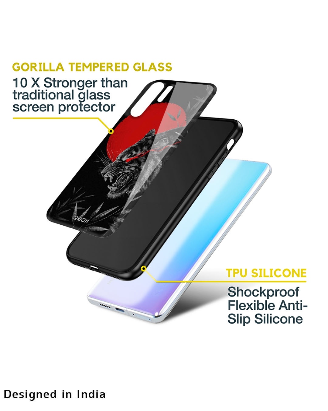 Shop Red Moon Tiger Printed Premium Glass Cover For Xiaomi Redmi 10 Prime(Impact Resistant, Matte Finish)-Design