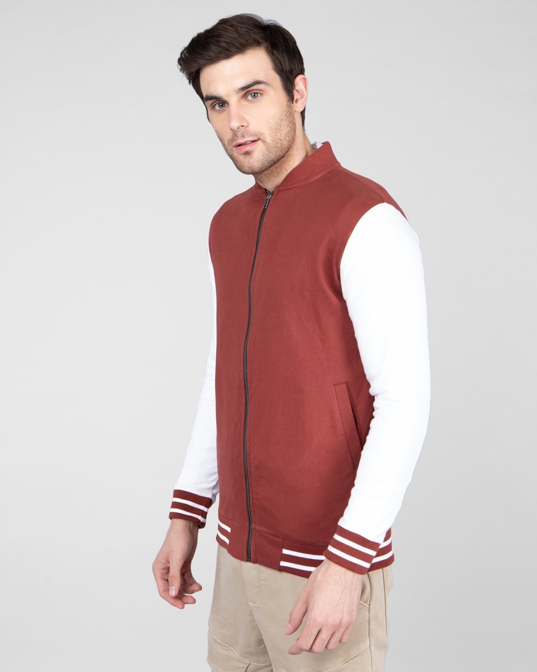 Shop Red Pear Varsity Bomber Jacket-Design