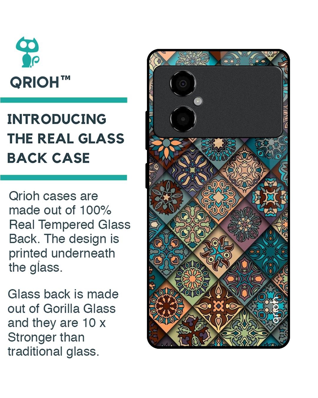 Shop Retro Art Premium Glass Case for Poco M4 5G (Shock Proof, Scratch Resistant)-Back