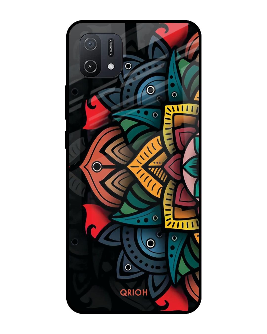Shop Retro Gorgeous Flower Printed Premium Glass Cover For Oppo A16K (Impact Resistant, Matte Finish)-Front