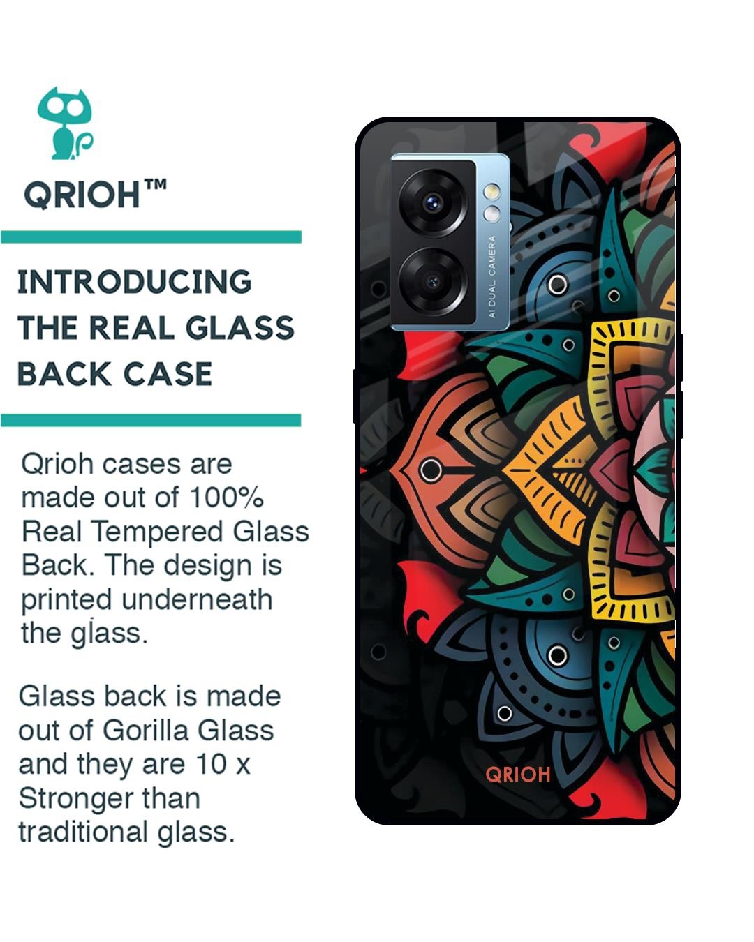 Shop Retro Gorgeous Flower Printed Premium Glass Cover for Oppo K10 5G (Shock Proof, Scratch Resistant)-Back