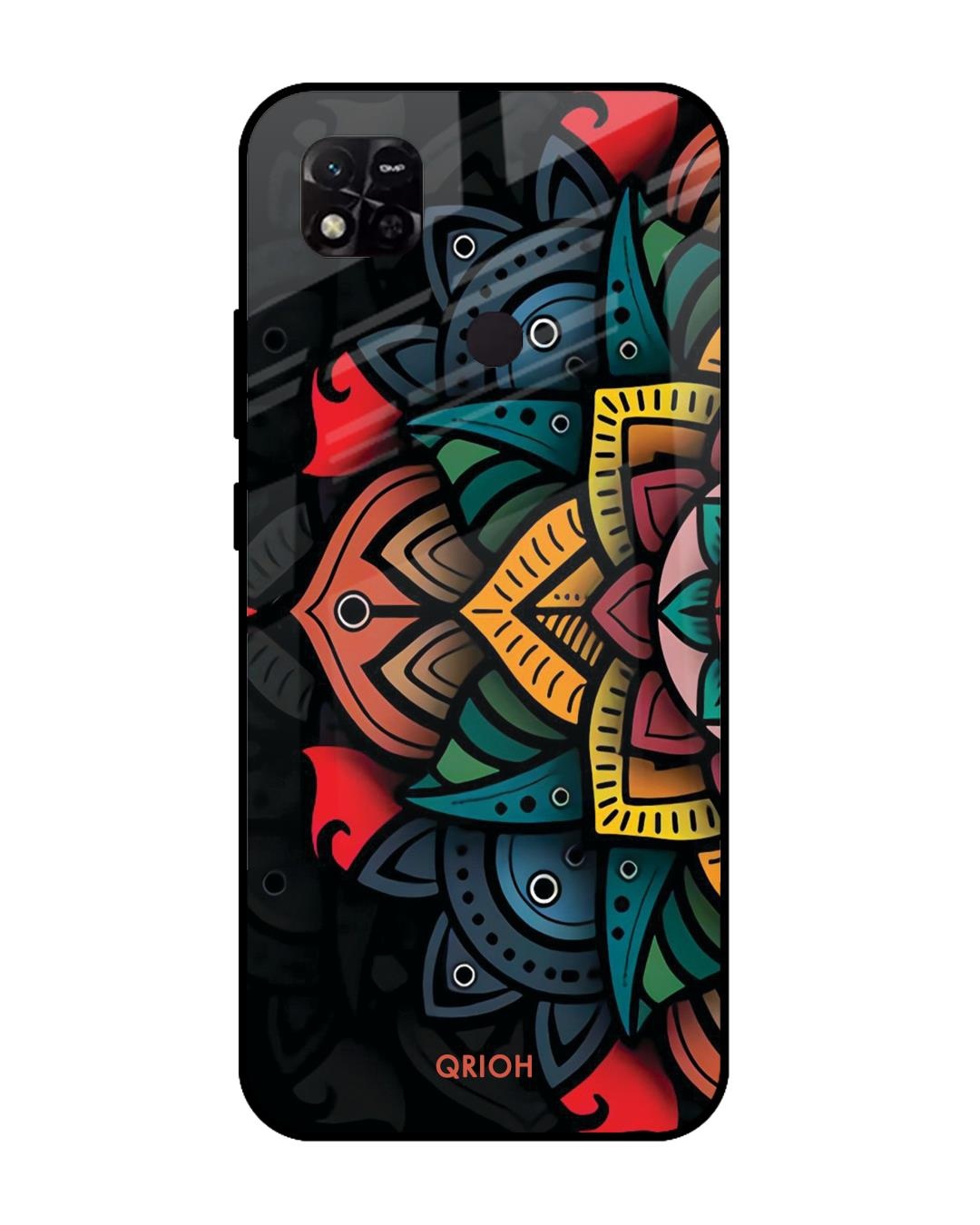 Shop Retro Gorgeous Flower Printed Premium Glass Cover For Redmi 10A (Impact Resistant, Matte Finish)-Front