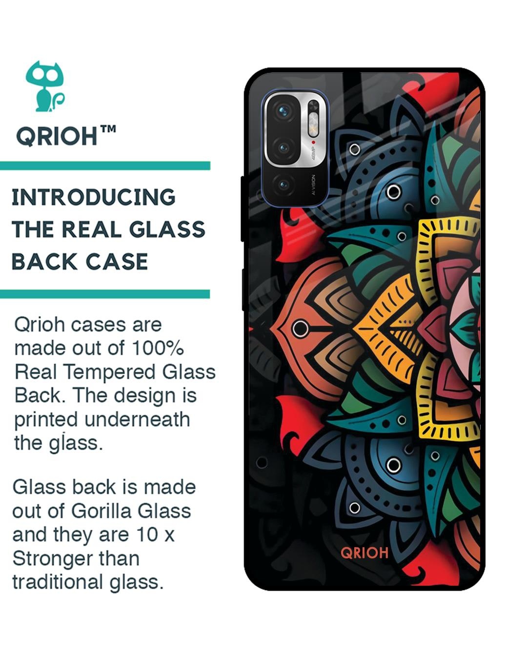 Shop Retro Gorgeous Flower Printed Premium Glass Cover For Redmi Note 10T 5G (Matte Finish)-Back