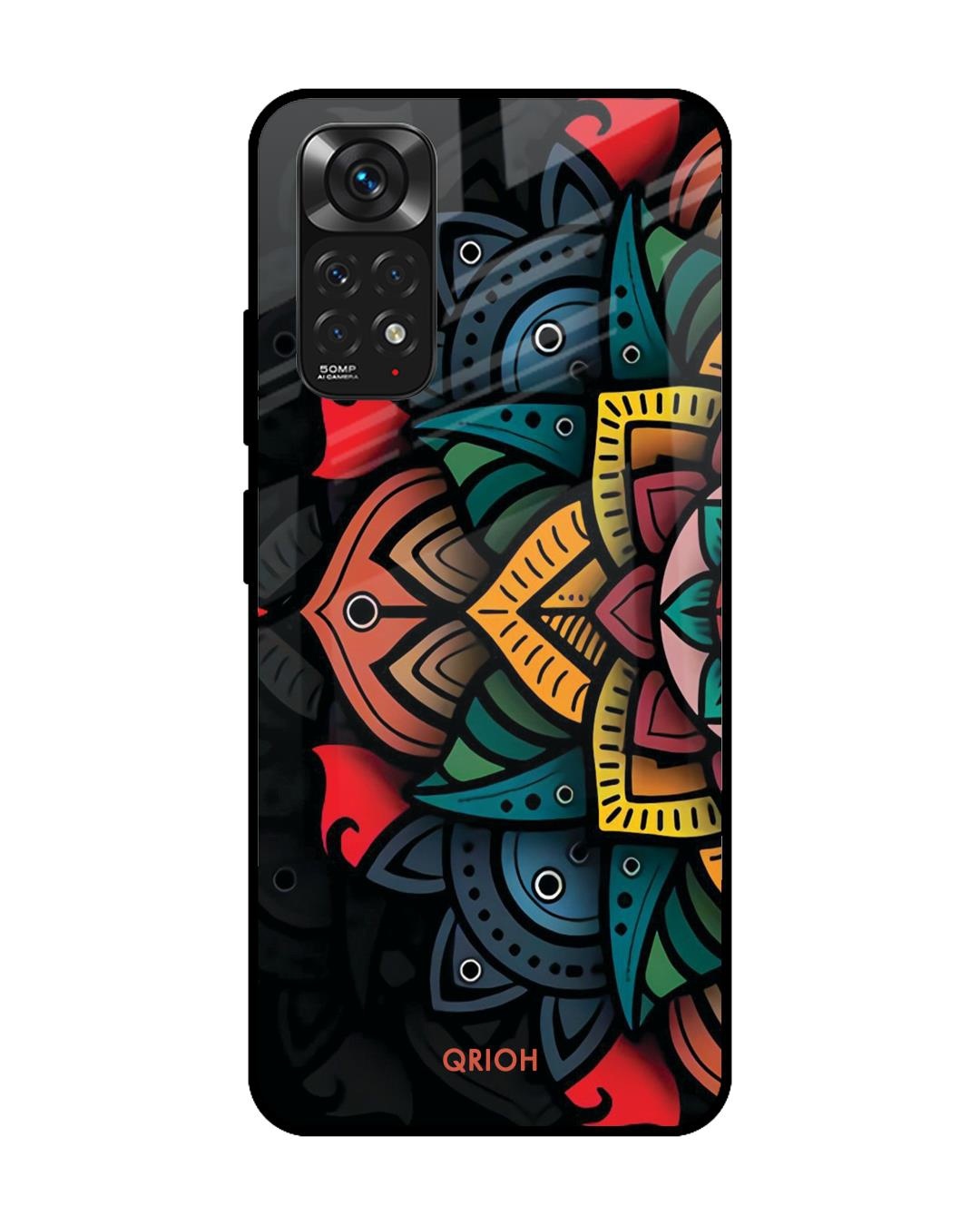 Shop Retro Gorgeous Flower Printed Premium Glass Cover For Redmi Note 11 (Impact Resistant, Matte Finish)-Front