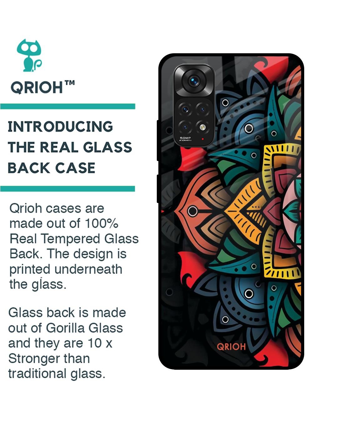 Shop Retro Gorgeous Flower Printed Premium Glass Cover For Redmi Note 11 (Impact Resistant, Matte Finish)-Back