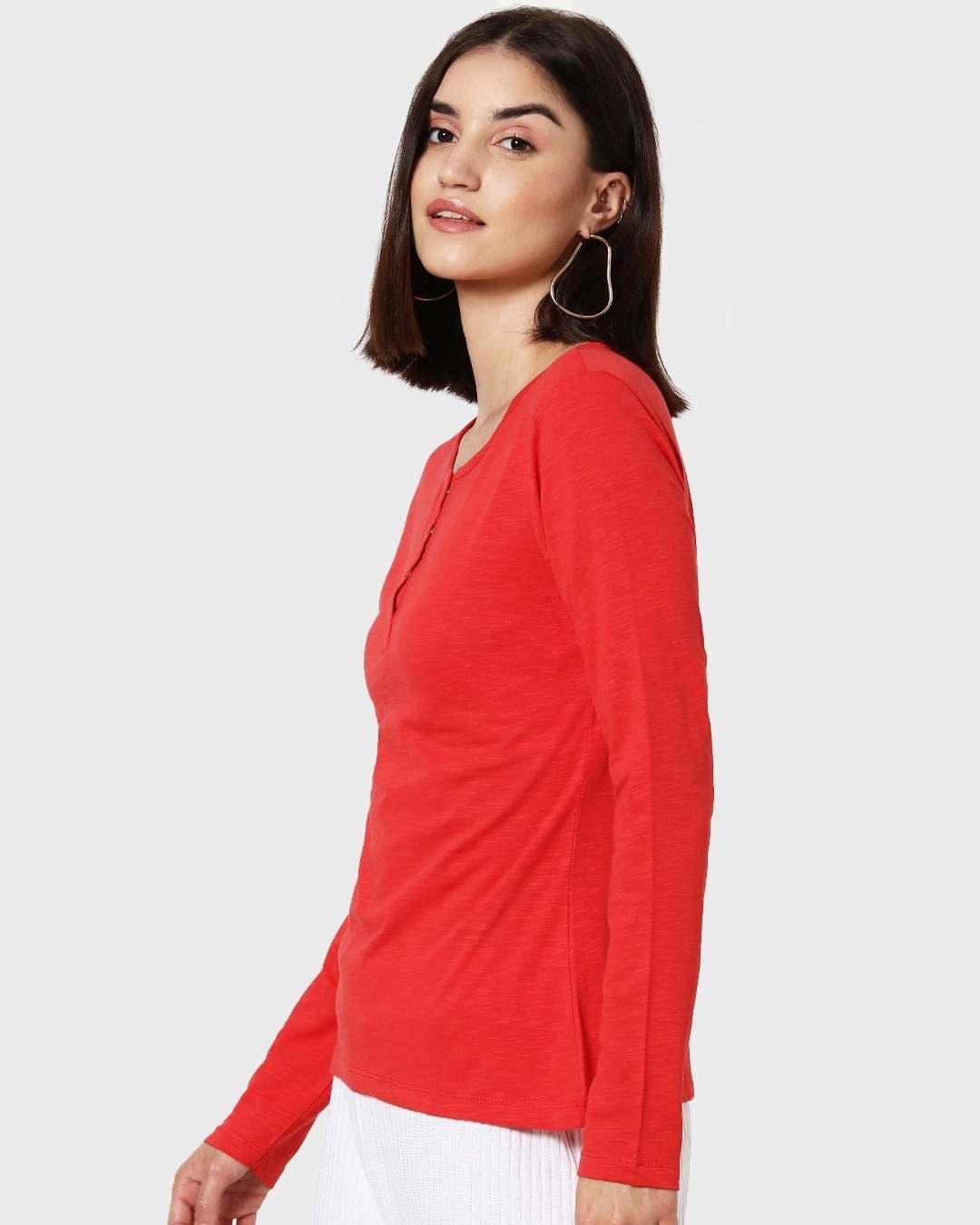 Shop Retro Red Full Sleeve Henley T-Shirt-Design