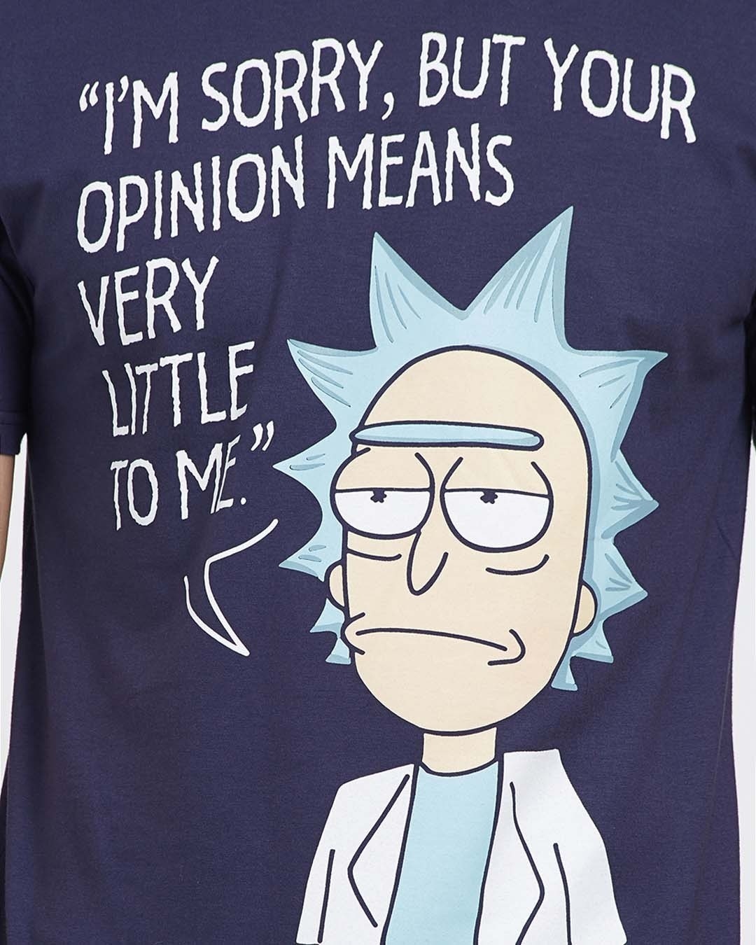 Shop Rick's Opinion Official Rick And Morty Cotton Half Sleeves T-Shirt