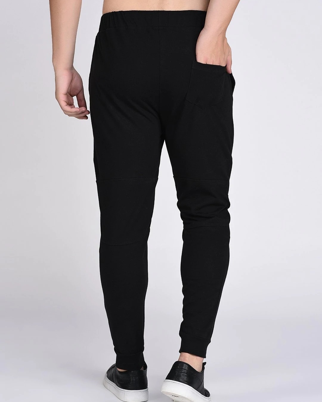 Shop Men's Black Knee Zip Joggers-Design