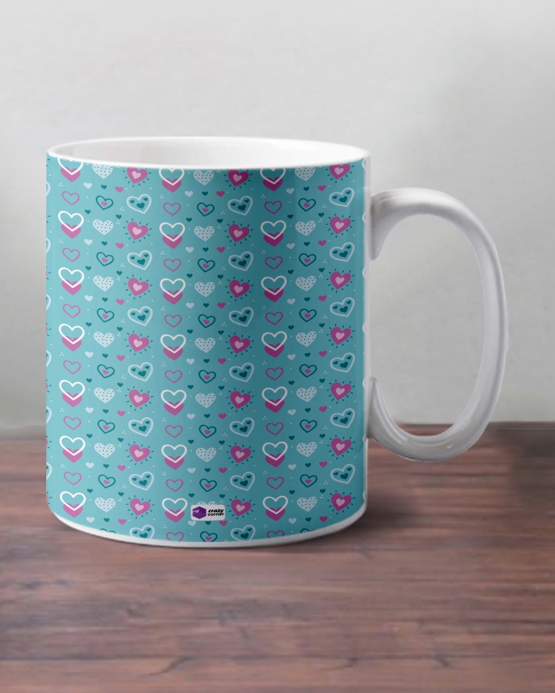 Shop Romantic Heart Printed Ceramic Mug (350ml, Blue, Single piece)-Design