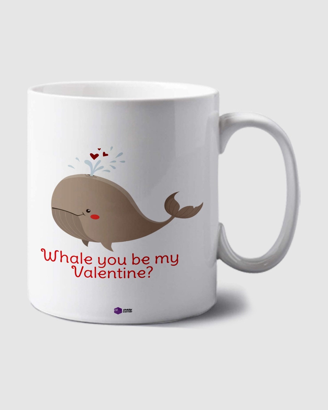 Shop Romantic Whale You be my Valentine Ceramic Mug (350ml, White, Single piece)-Back