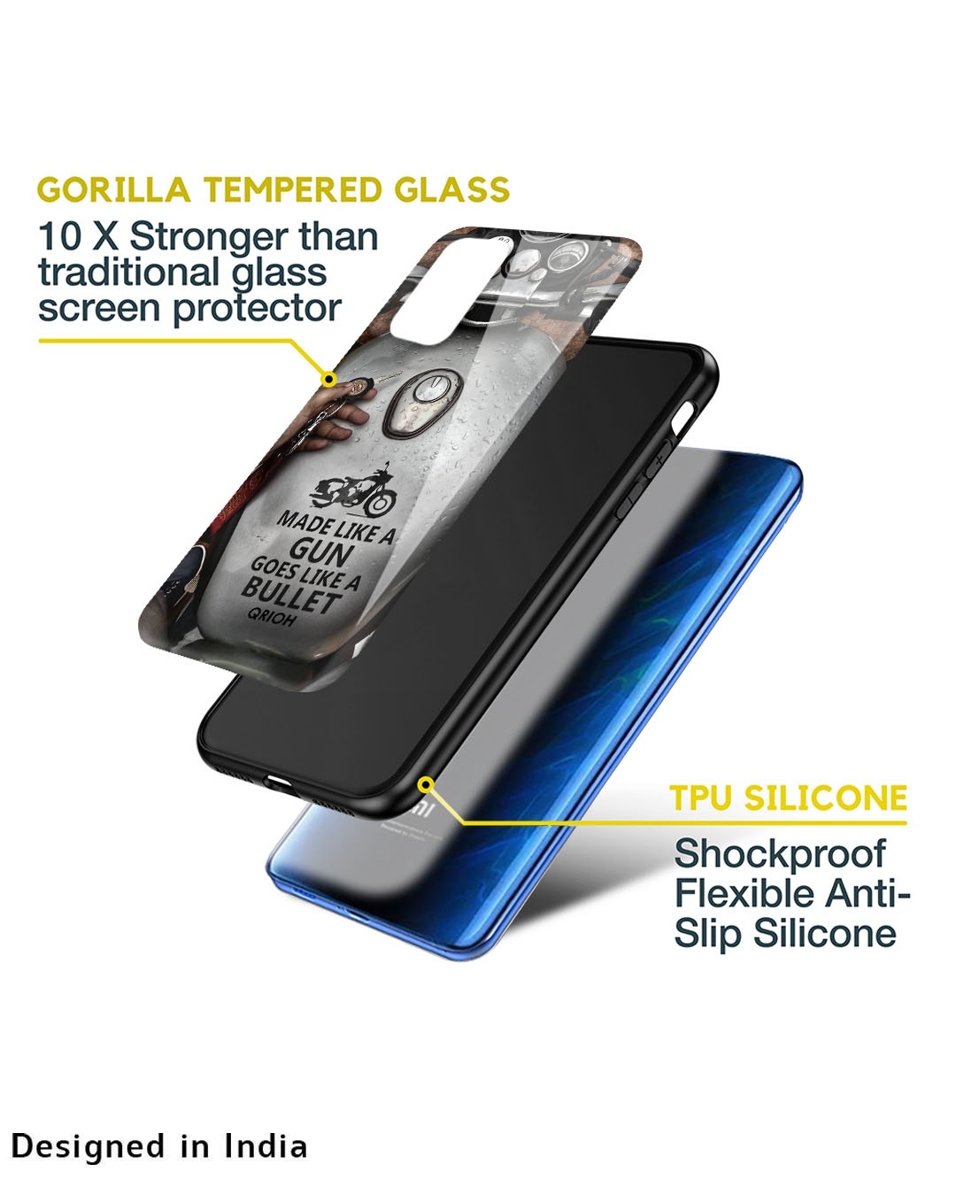 Shop Royal Bike Printed Premium Glass Case for Redmi A1plus (Shock Proof,Scratch Resistant)-Design