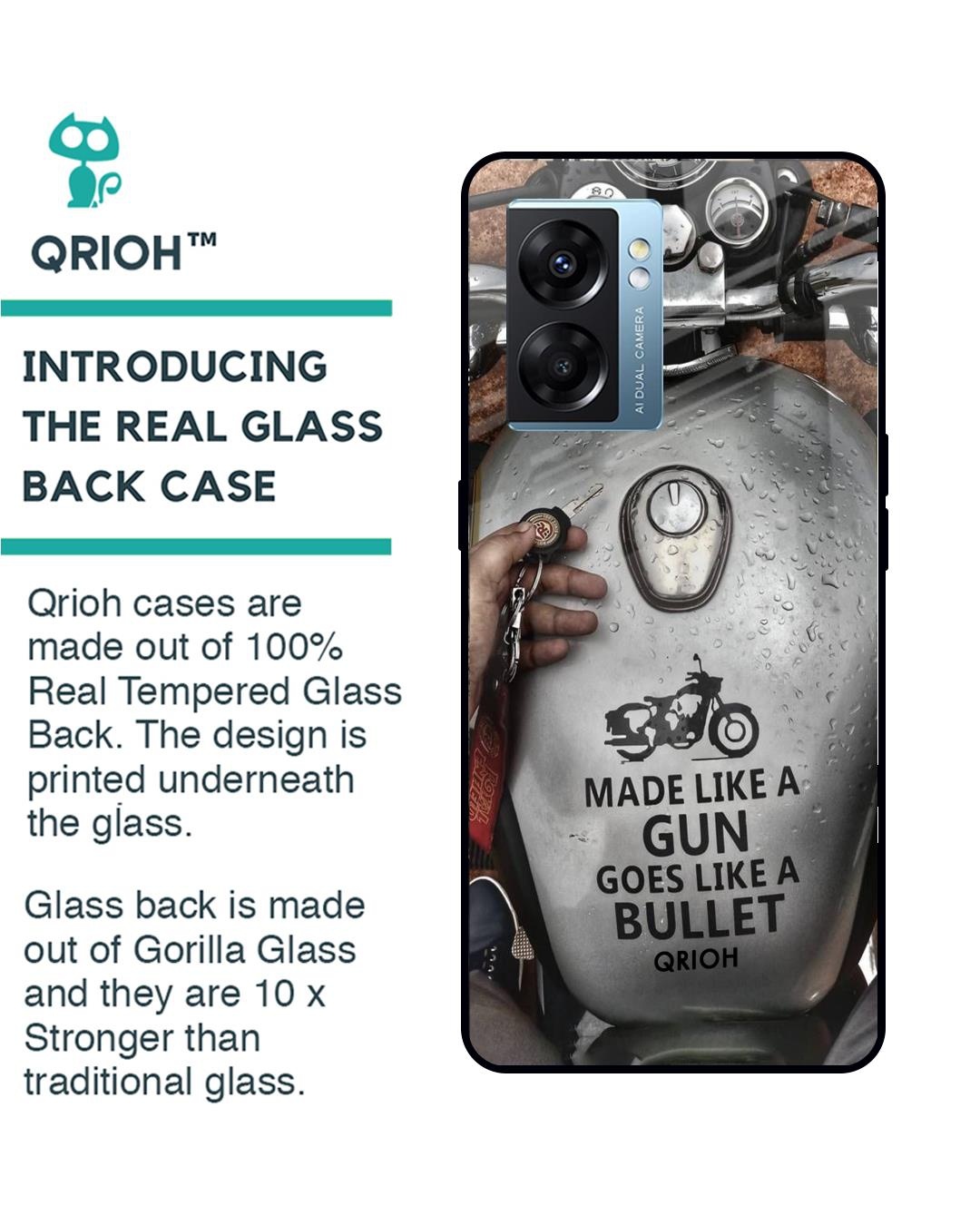 Shop Royal Bike Printed Premium Glass Cover for Oppo K10 5G (Shock Proof, Scratch Resistant)-Back