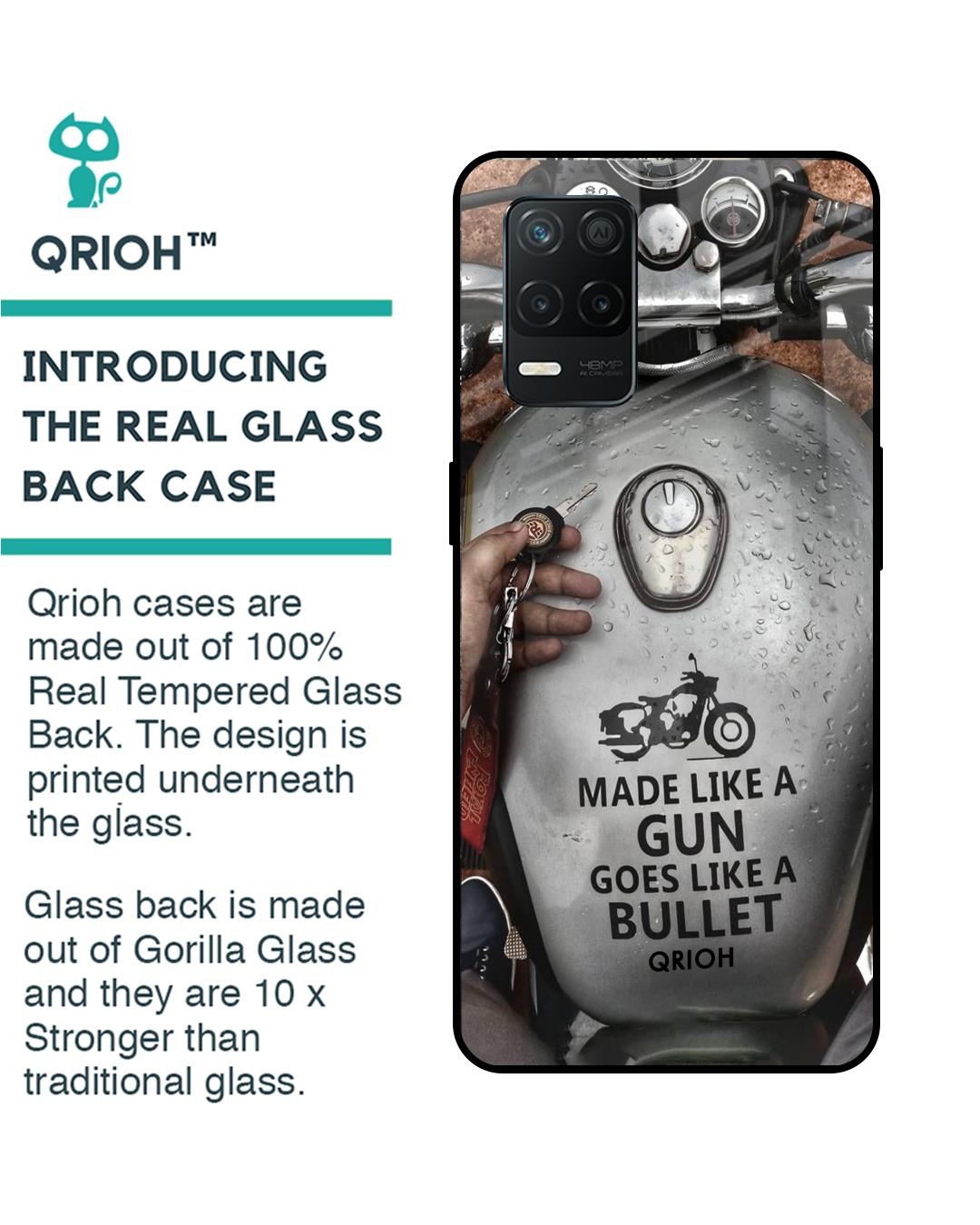 Shop Royal Bike Printed Premium Glass Cover for Realme 8 5G (Shock Proof, Scratch Resistant)-Back