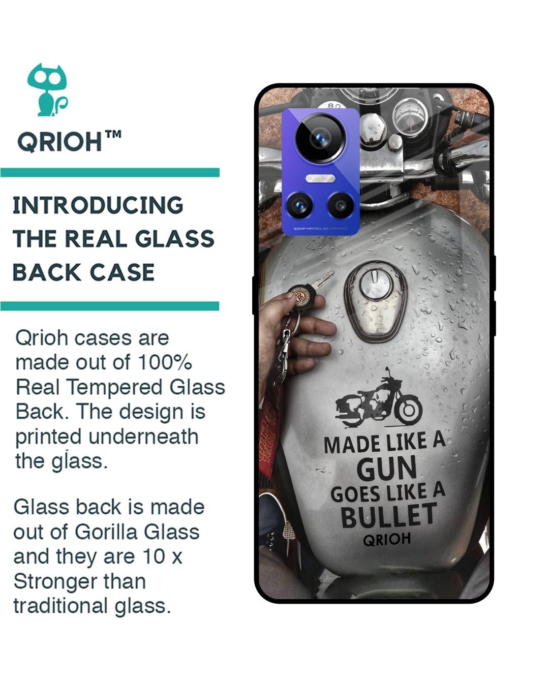 Shop Royal Bike Printed Premium Glass Cover for Realme GT Neo 3 (Shock Proof, Scratch Resistant)-Back