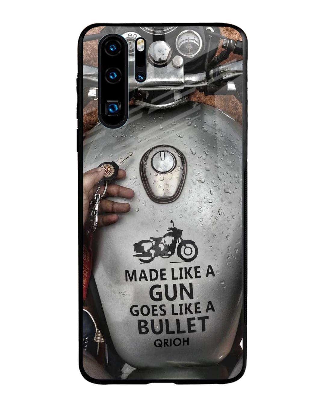 Shop Royal Bike Typography Premium Glass Cover For Huawei P30 Pro (Impact Resistant, Matte Finish)-Front