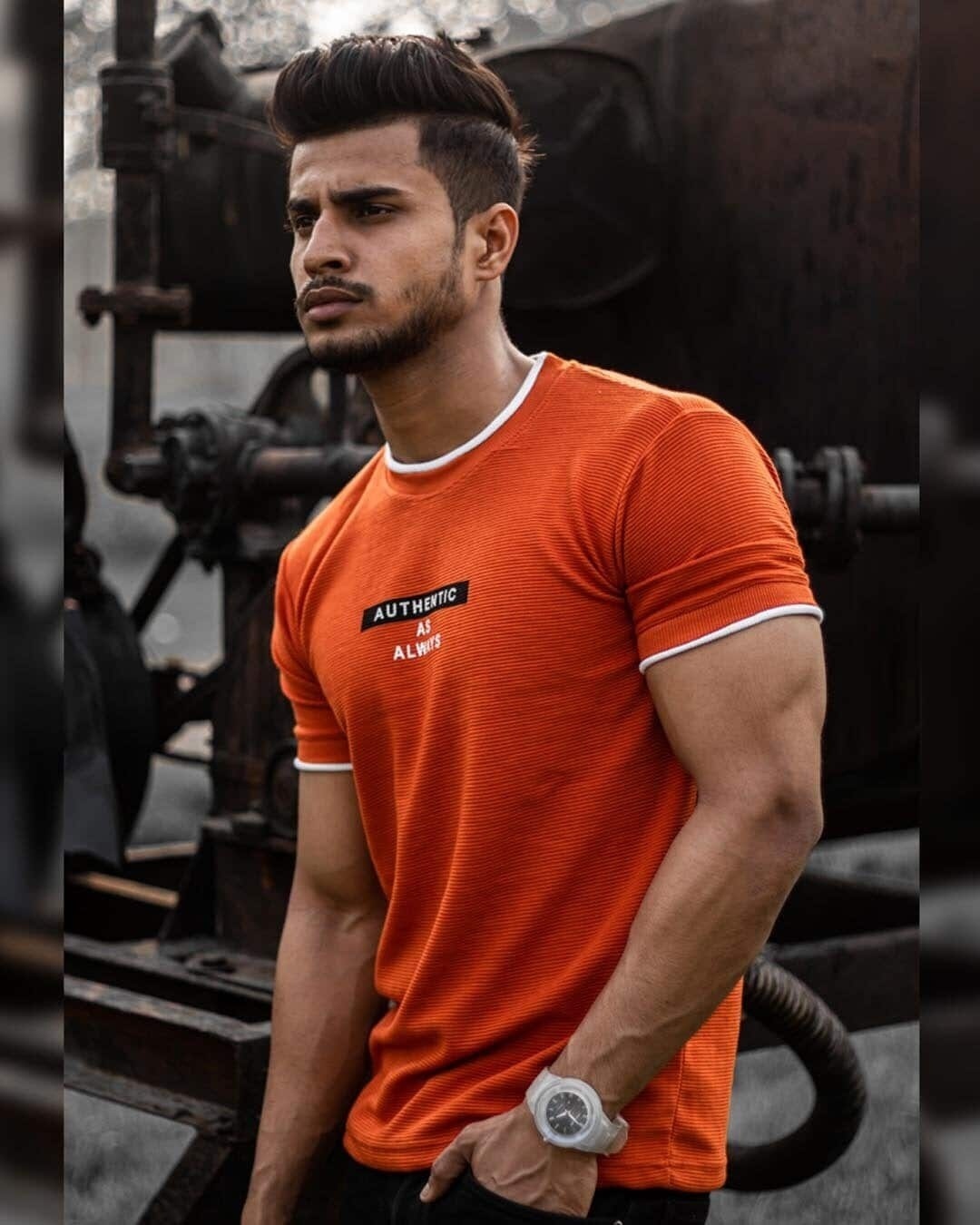 Shop Rust Orange Authentic As Always Printed Half Sleeves T-Shirt-Back
