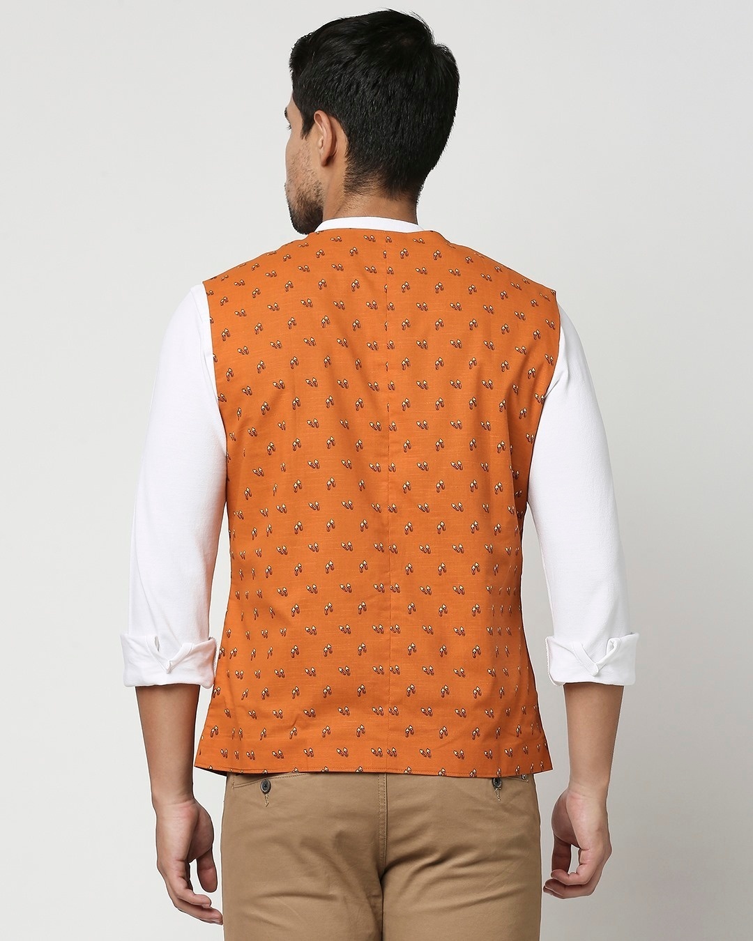 Shop Rust Orange Men's Printed Waist Coat-Full