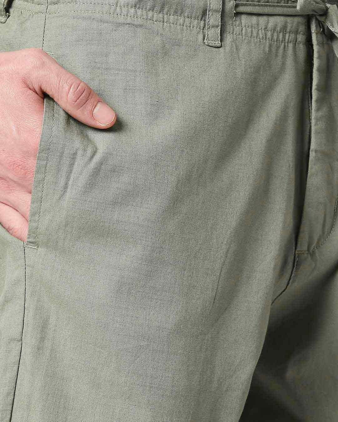 Shop Sage Green Casual Cotton Trouser