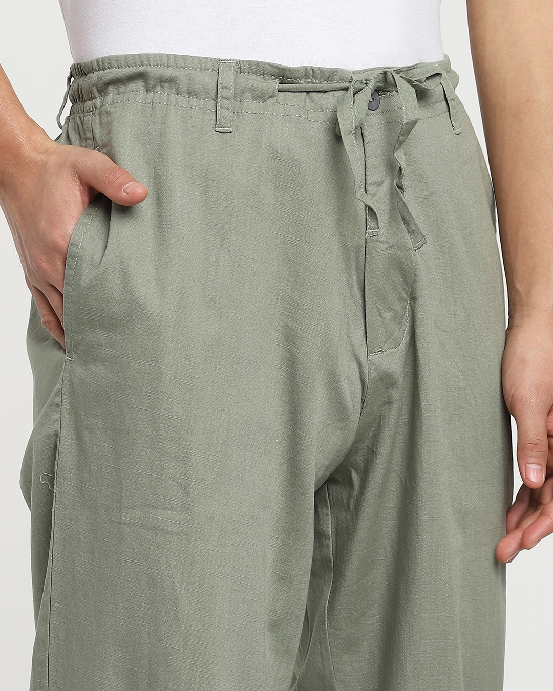 Shop Sage Green Cotton Jogger Pants