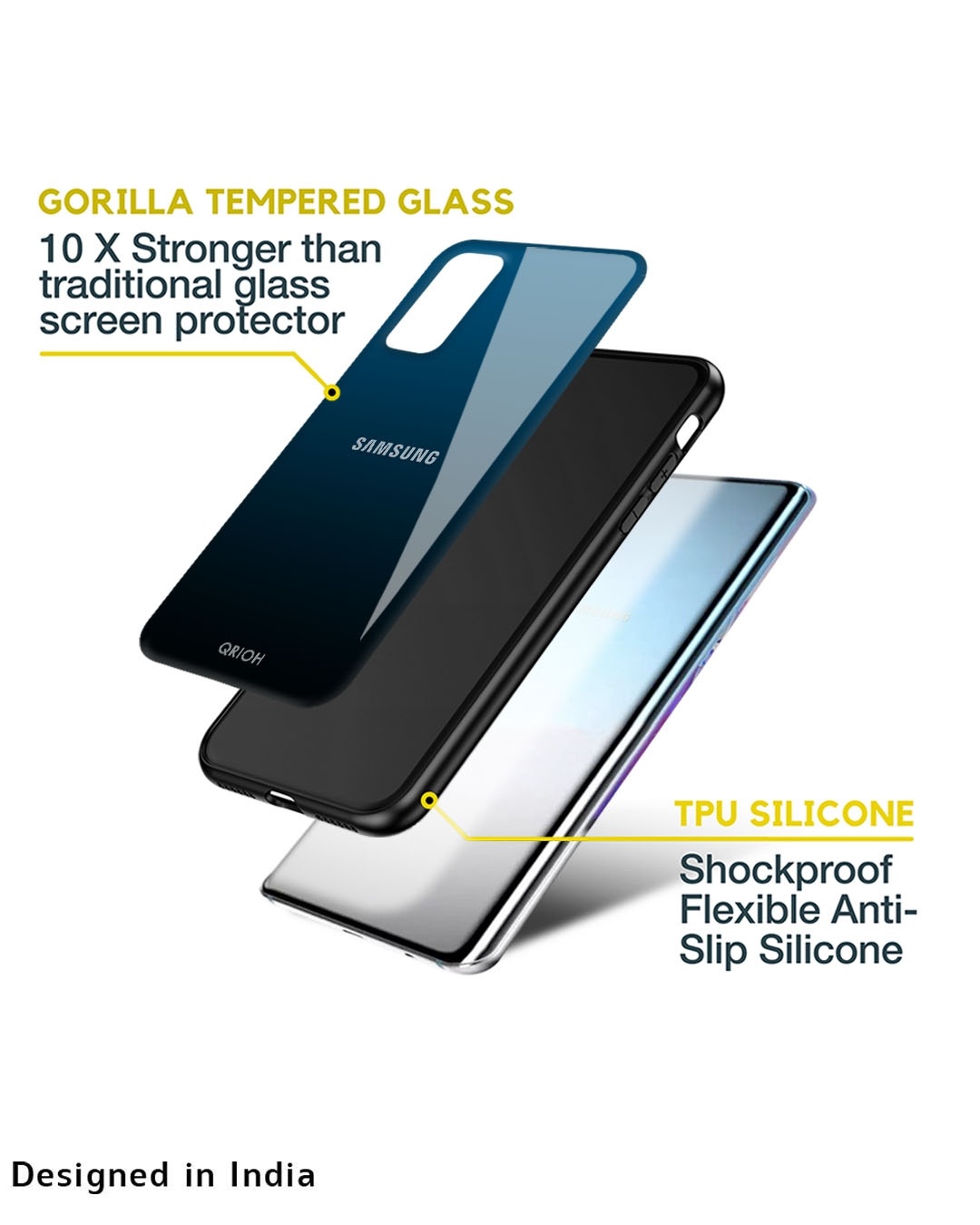 Shop Sailor Blue Premium Glass Cover For  A22(Impact Resistant, Matte Finish)-Design