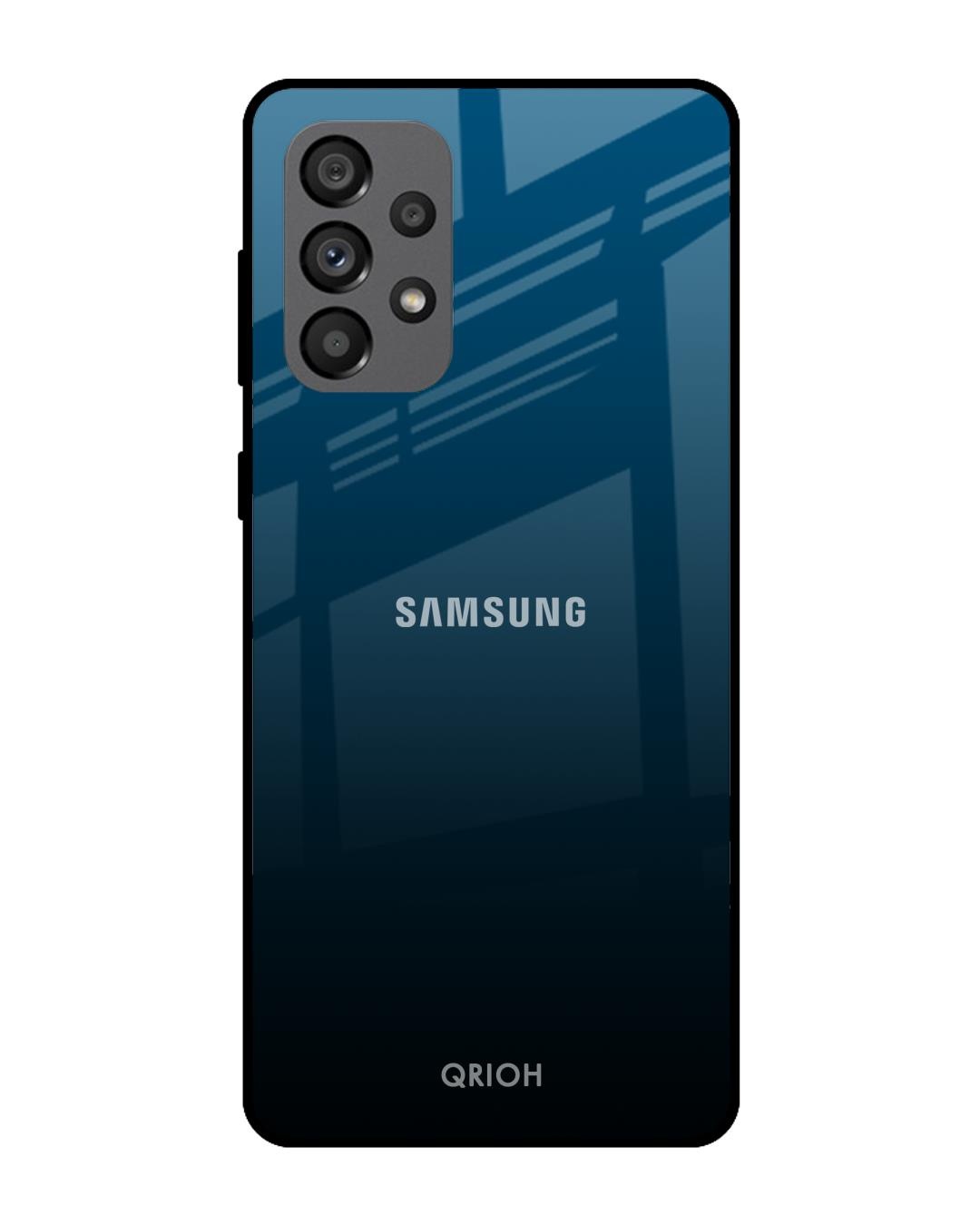 Shop Sailor Blue Premium Glass Cover For  A73 5G(Impact Resistant, Matte Finish)-Front