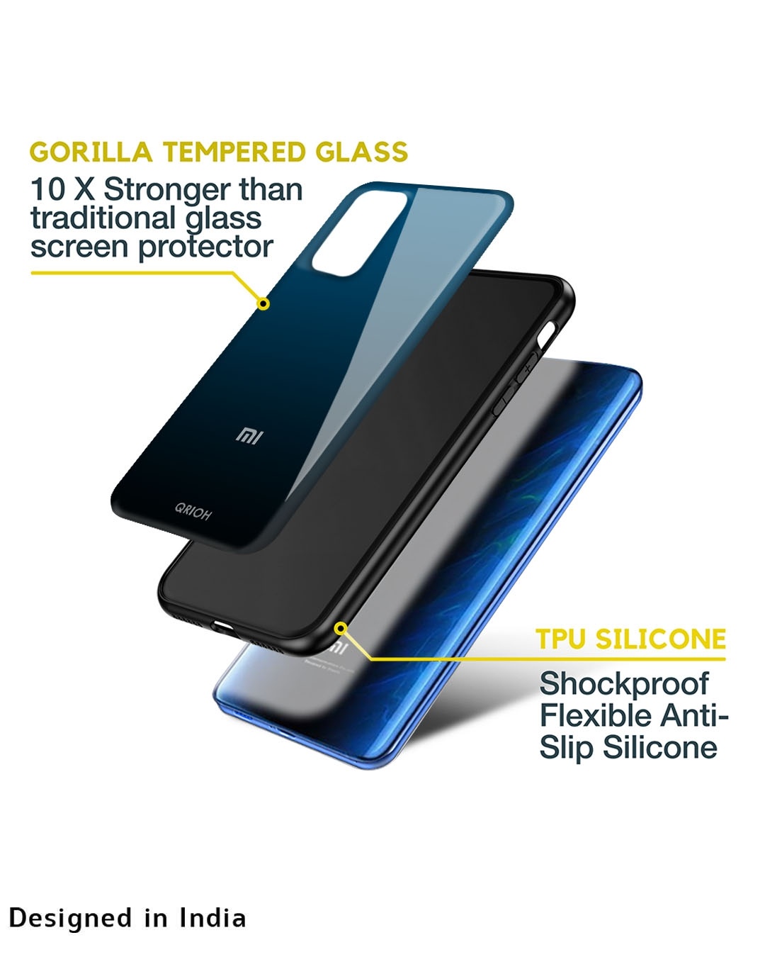 Shop Sailor Blue Premium Glass Cover For Mi 11i HyperCharge (Impact Resistant, Matte Finish)-Design