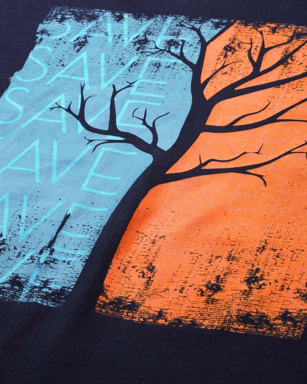 Shop Save Trees Half Sleeve T-Shirt Navy Blue