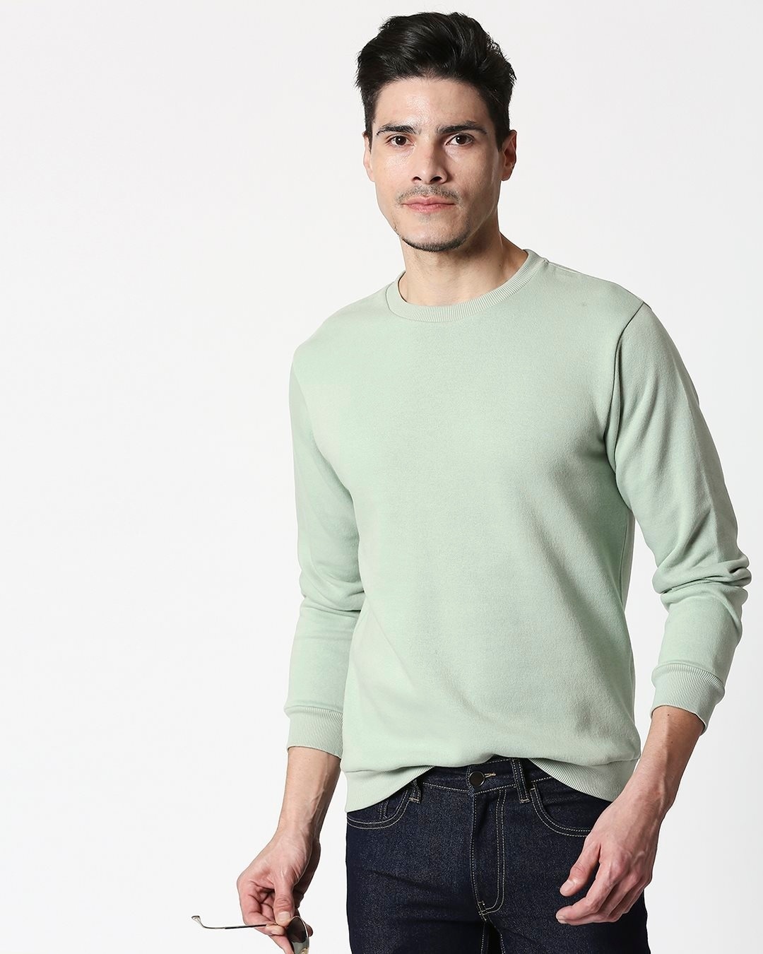 Shop Sea Green Fleece Sweatshirt-Front