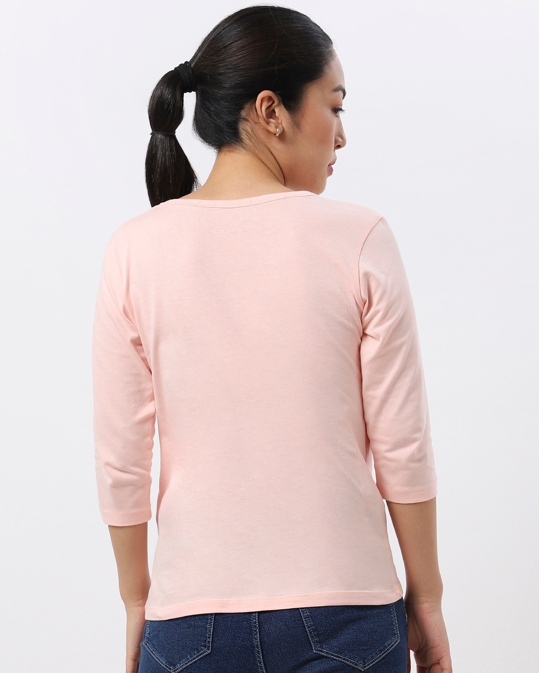 Shop Seashell Pink Round Neck 3/4 Sleeve T-Shirts-Design