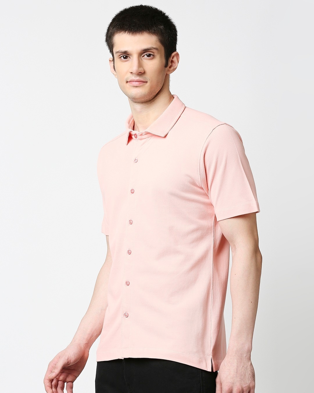 Shop Seashell Pink Solid Half Sleeve Shirt-Back