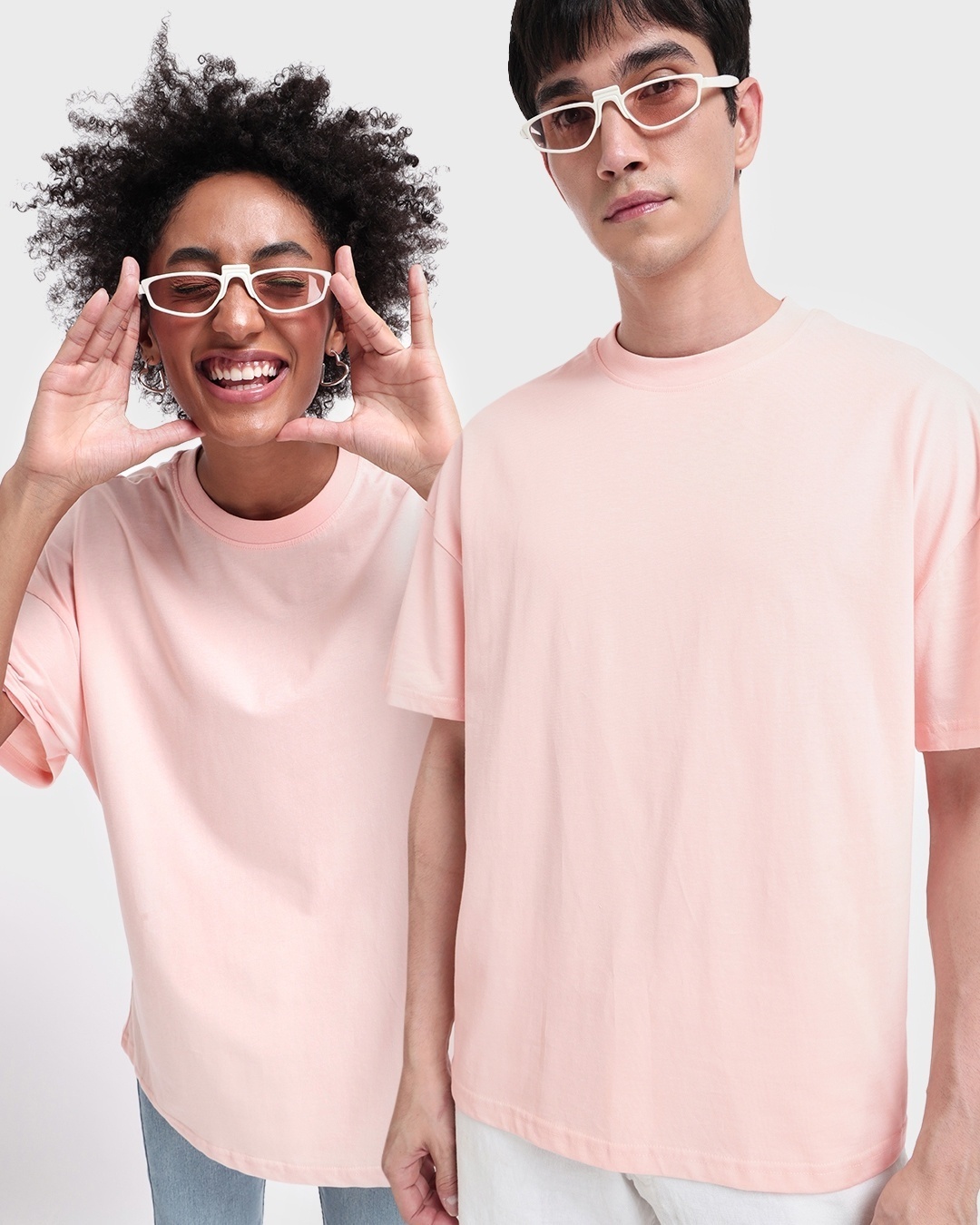 Shop Unisex Pink Streetwear T-shirt-Front