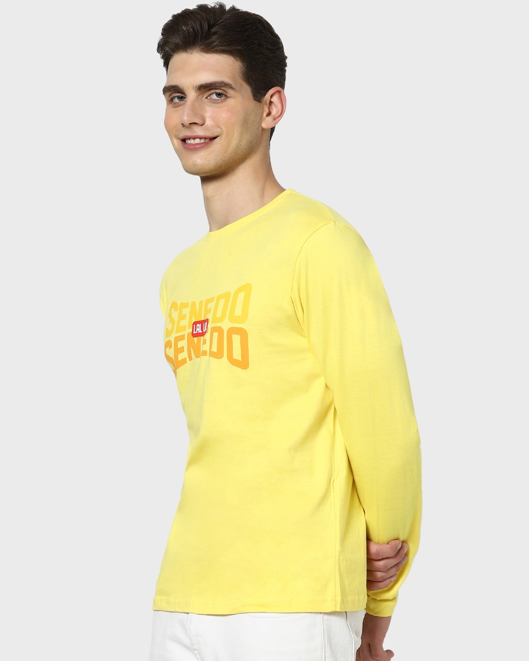 Shop Men's Pineapple Yellow Senedo Typography T-shirt-Back