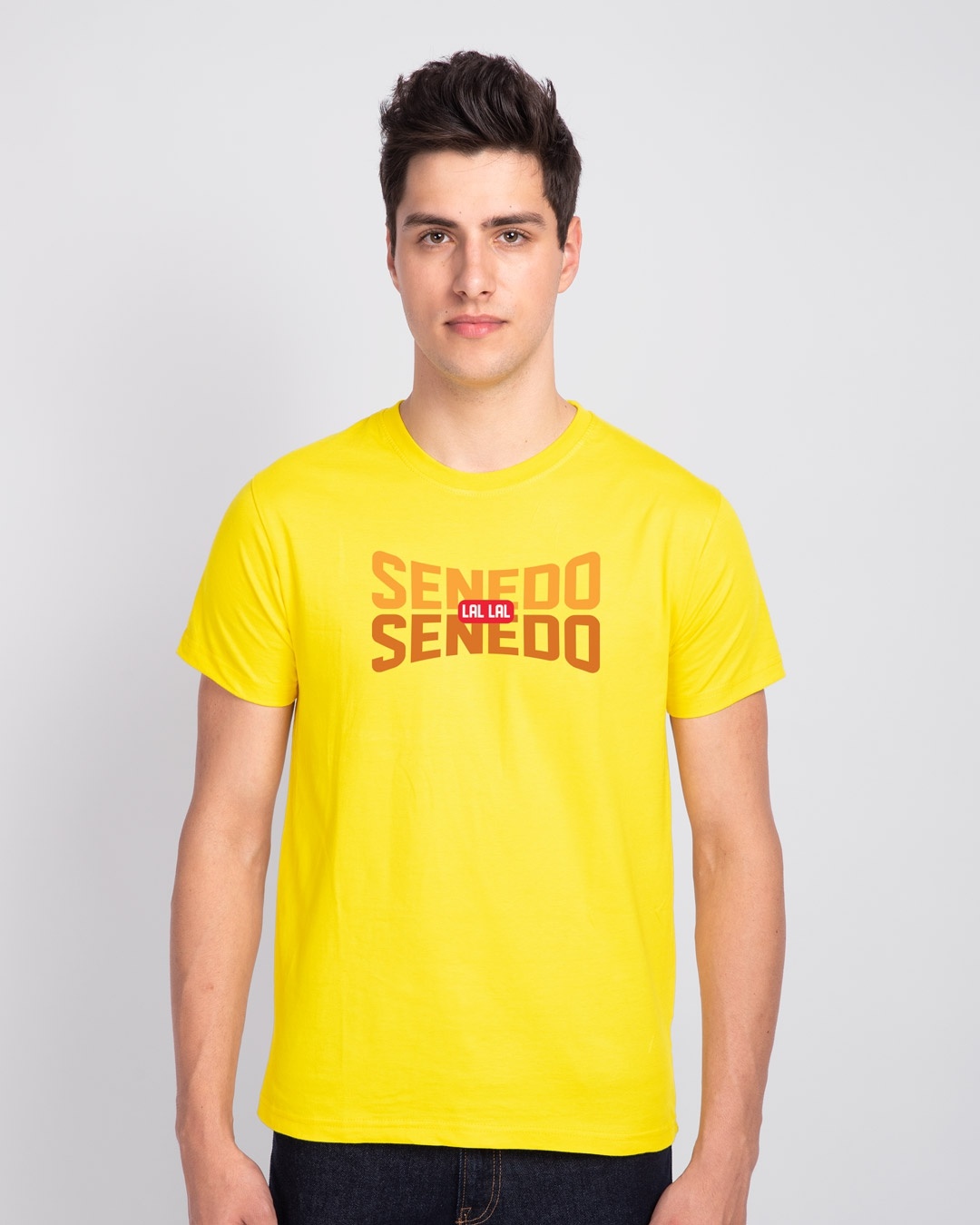 Shop Senedo Half Sleeve T-Shirt Pineapple Yellow-Front