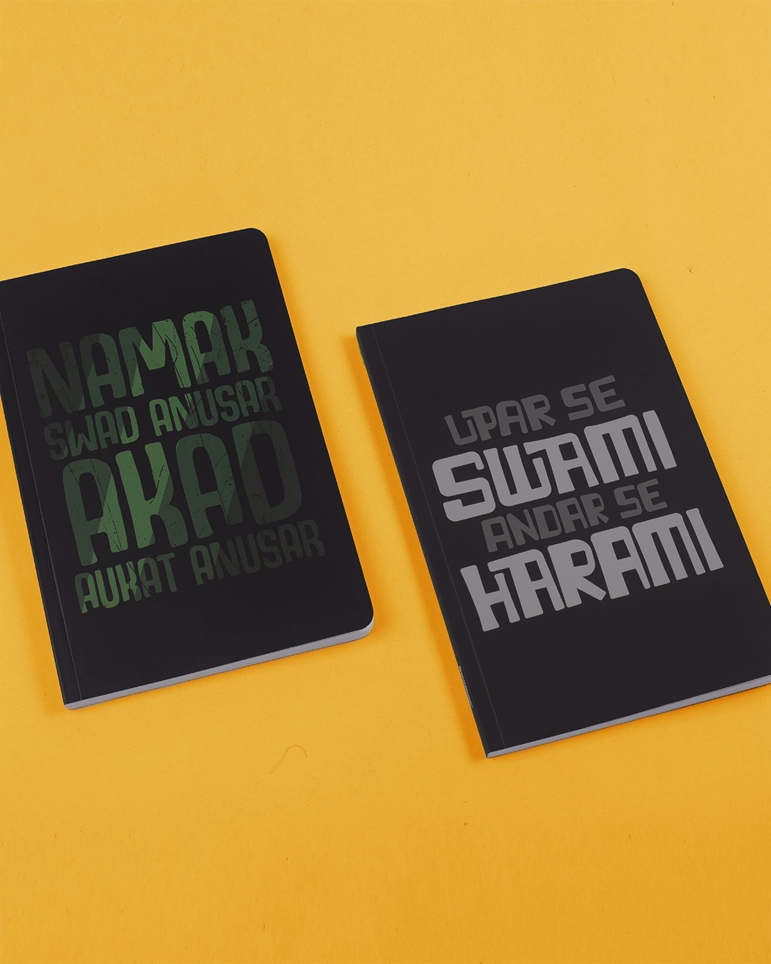 Shop Set of 2: Namak Swad Anusar & Upar Se Swami A5 Notebooks-Front