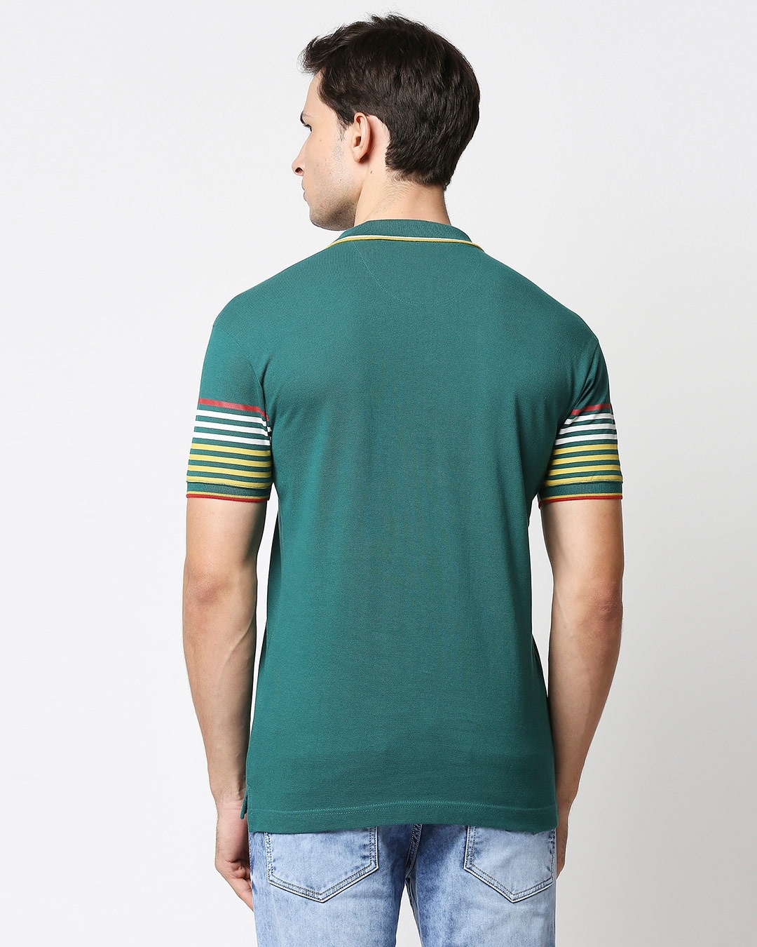 Shop Shaded Spruce Sleeves Stripe Polo T-Shirt-Full