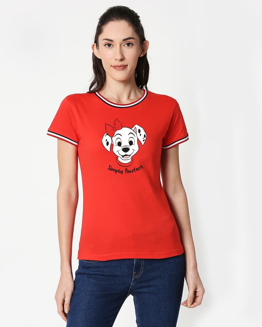 Shop Simply Pawfect Crewneck Varsity Rib T-Shirt (DL) Multicolor-Front