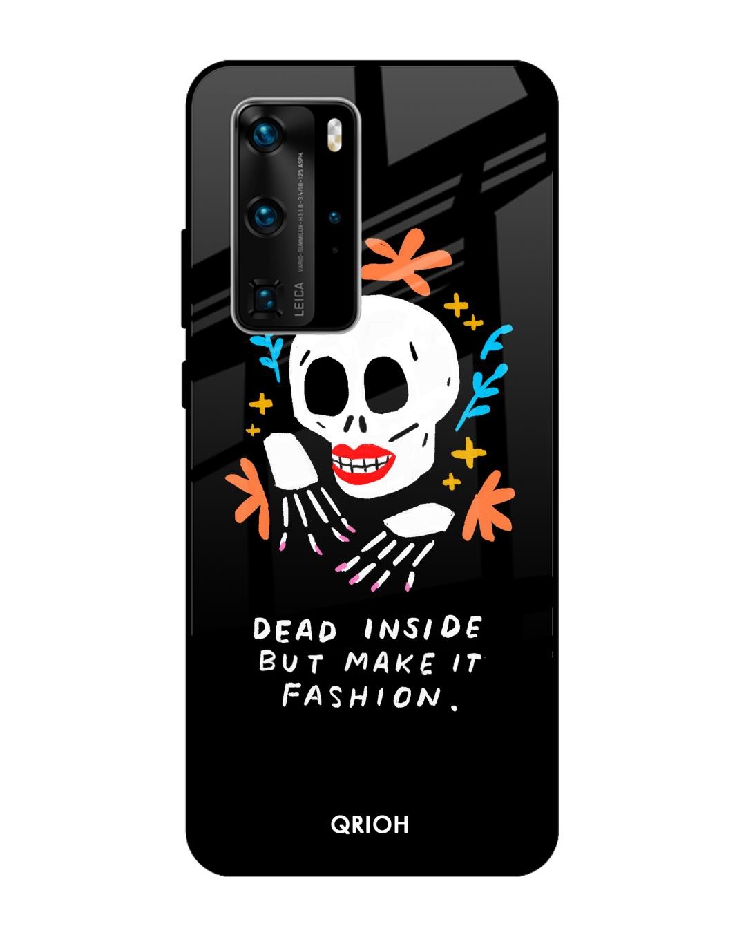 Shop Skeleton Printed Premium Glass Cover For Huawei P40 Pro (Impact Resistant, Matte Finish)-Front
