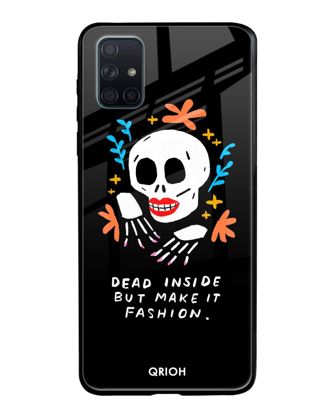 Shop Skeleton Printed Premium Glass Cover For Samsung Galaxy A51(Impact Resistant, Matte Finish)-Back