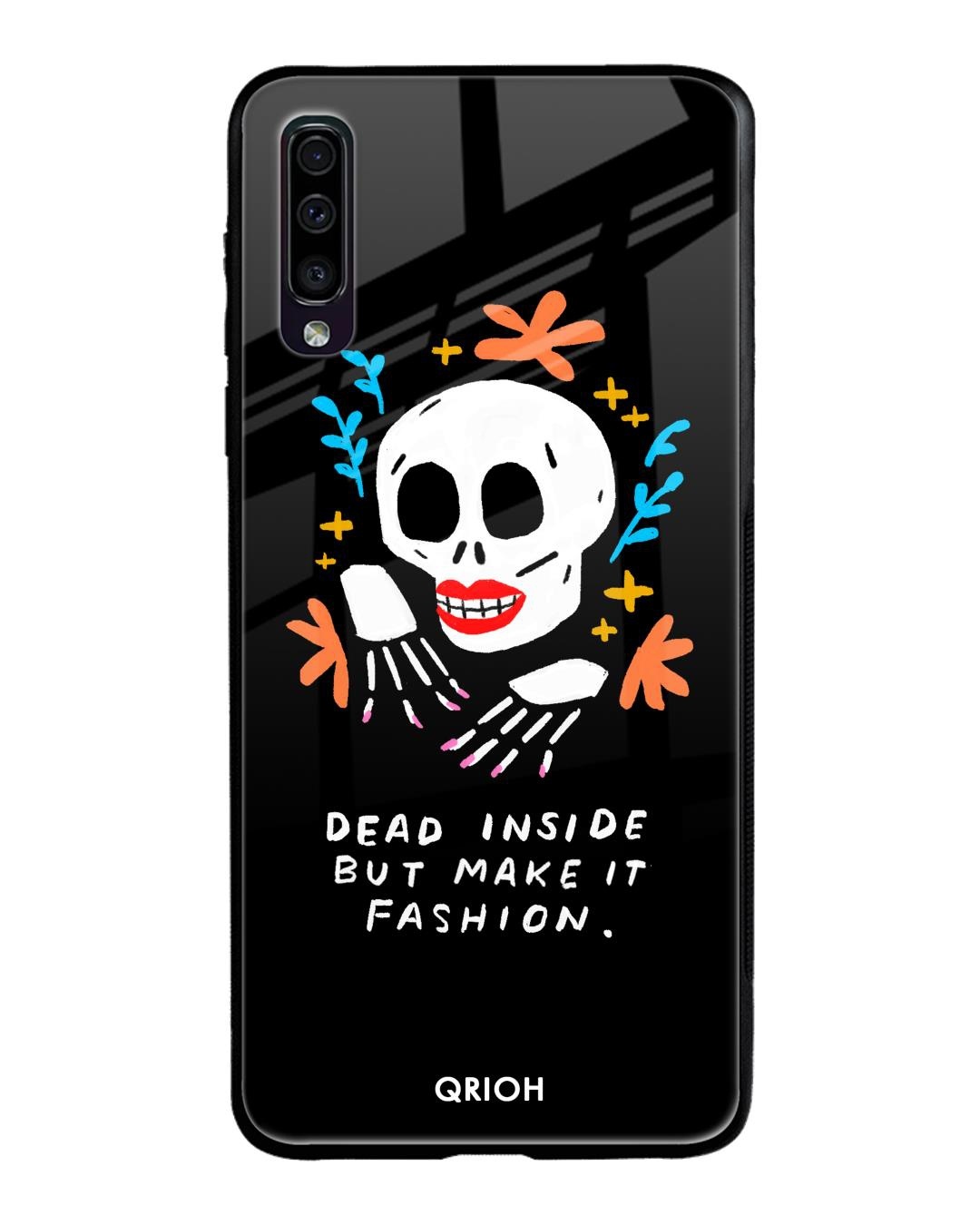 Shop Skeleton Printed Premium Glass Cover For Samsung Galaxy A70(Impact Resistant, Matte Finish)-Front